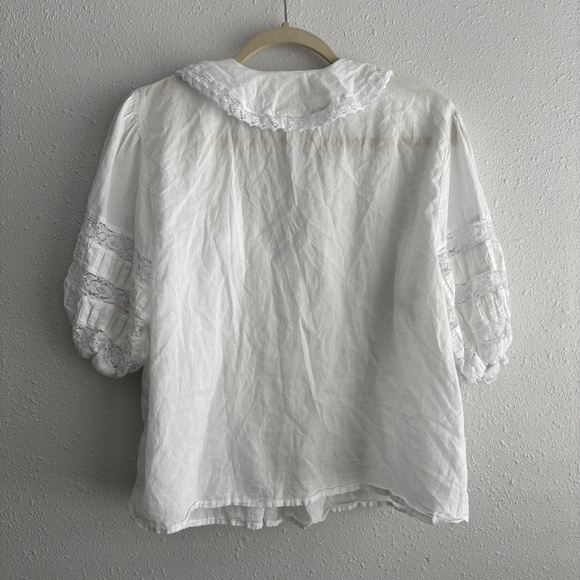 Aerie Short Sleeve Ruffle Lace Blouse in White - Picture 3 of 4